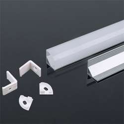 Perfil aluminio tira LED de esquina sup. 2 m - Difusor curvo White cover