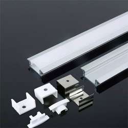 Perfil de alumínio Maxi tira LED impotrável 2 m - tampa branca plana difusor