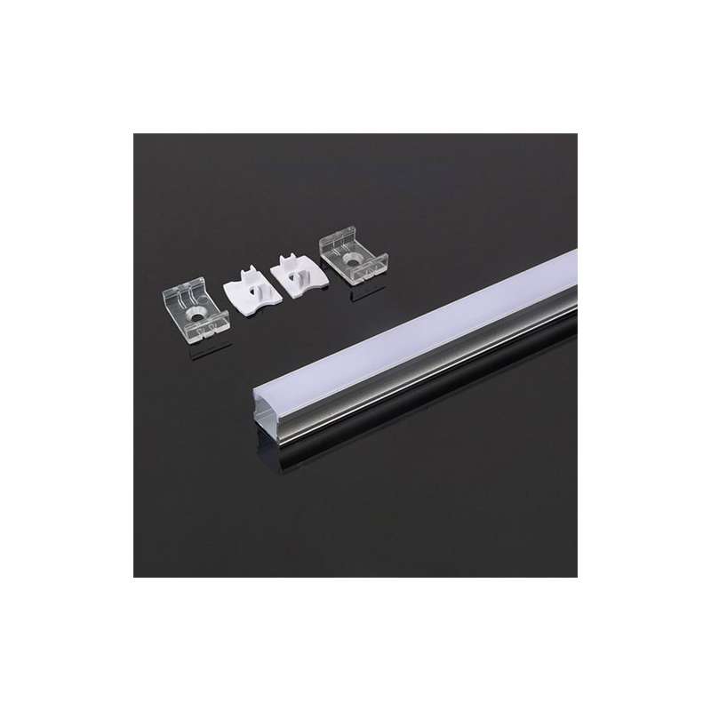 Perfil de alumínio STD para tira conduzida de superfície 2 metros - capa de difusor plana branca